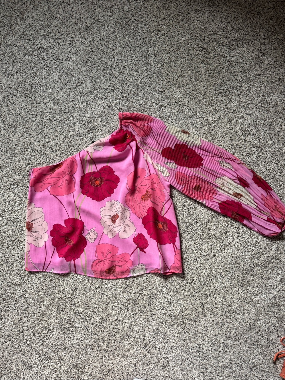 Express Pink Floral One-Shoulder Top